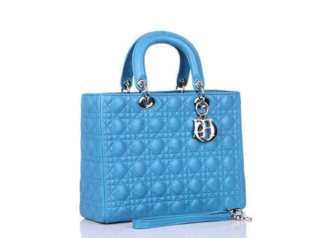 replica jumbo lady dior lambskin leather bag 6322 light blue with silver hardware